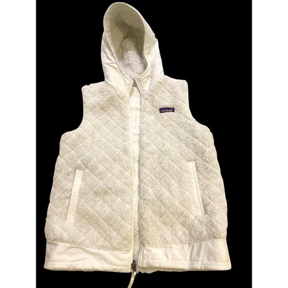 PATAGONIA Women's S Los Gatos Reversible Hooded Fleece Vest White - Picture 8 of 17